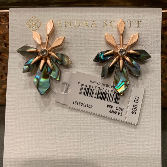 Kendra Scott Abalone Tawny RSG plated Earrings NWT - Picture 6 of 12